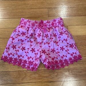 Boden Girls Bright Petal Pink Broderie Shorts Eyelet Cotton Size 6